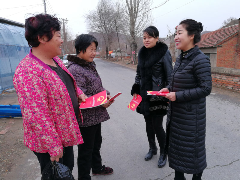 劉家村駐村第一書記王嬌在向婦女講解法律法規(guī)